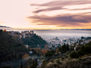 The Alhambra, a palace and fortress complex located in Granada, Andalusia, Spain.