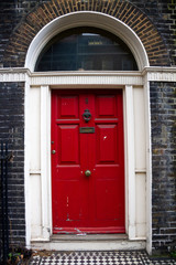 Red wooden front door