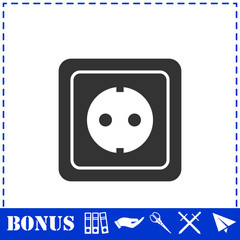 Power socket icon flat