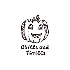 Halloween hand drawn pumpkin with handwritten phrase