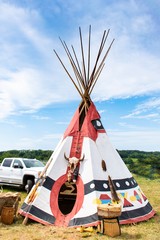 Native american pieces are on display during a farming and livestock show in Ruckersville, VA. A...