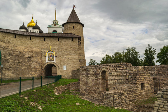Kremlin in Pskov, Russia. Ancient fortress.