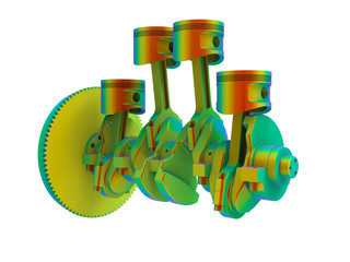 3D rendering - V6 engine FEA analysis