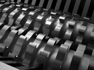 3D rendering - detailed metallic shredder blades