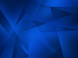 Abstract blue background with transparent triangle layers in random pattern