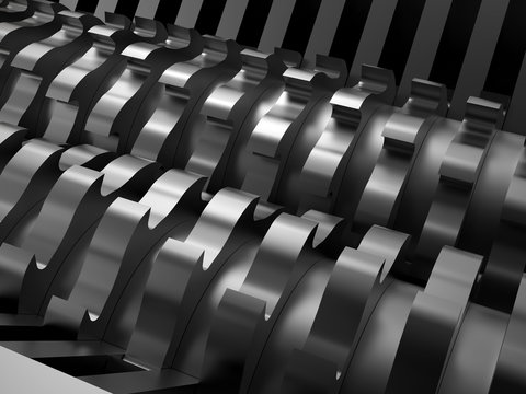 3D rendering - detailed metallic shredder blades