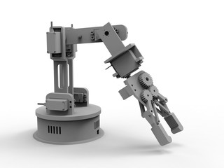 3D rendering - simple grey robotic arm