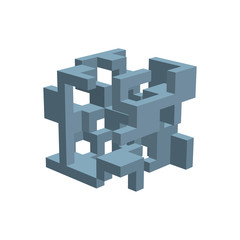 Obraz premium Abstract 3d construction. Isolated on white background. Vector illustration.