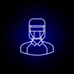 avatar cricket line icon in blue neon style. Signs and symbols can be used for web logo mobile app UI UX