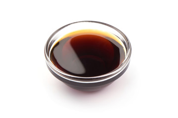Dark caramel syrup, isolated on white background