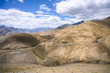 Beautiful mountain view of Srinagar - Leh road at Namika la pass in Ladakh region, Jammu and Kashmir, India