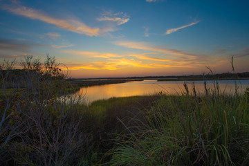 sunset over lake