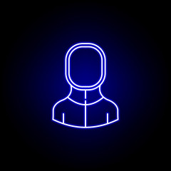 avatar fencer line icon in blue neon style. Signs and symbols can be used for web logo mobile app UI UX