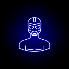 avatar wrestler line icon in blue neon style. Signs and symbols can be used for web logo mobile app UI UX