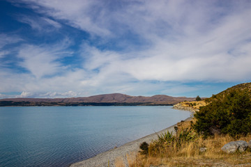 view of Lake Pukaki with Mount Cook reflection, New Zealand