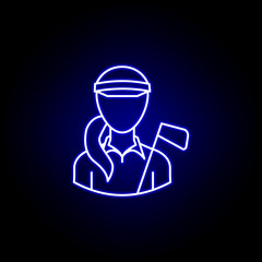 avatar golfer line icon in blue neon style. Signs and symbols can be used for web logo mobile app UI UX
