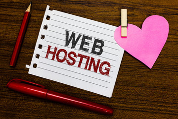 Word writing text Web Hosting. Business concept for The activity of providing storage space and...