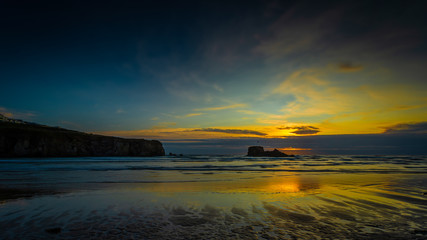 Fototapeta premium Perranporth Beach Cornwall Sunset