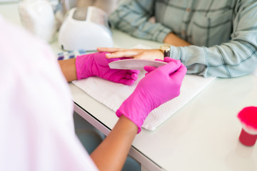 Manicure Service Provided To Female Customer In Spa