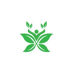 Human character logo sign,Health care logo. Nature logo sign. Green life logo sign