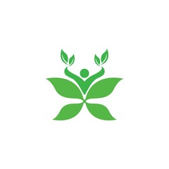 Human character logo sign,Health care logo. Nature logo sign. Green life logo sign