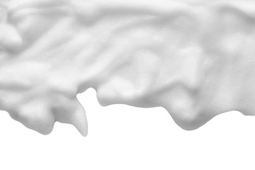 White cleanser foam texture isolated on white background. Cosmetic mousse, soap, shampoo suds