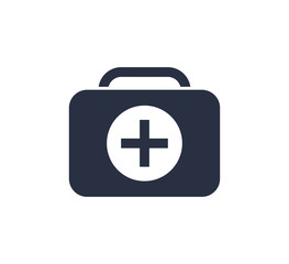 First Aid Kit Icon Vector Illustration. Healthcare icon with emergency briefcase equipment. Life care, medical icon.