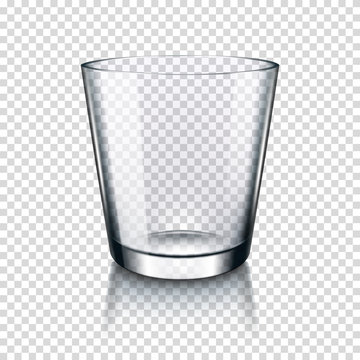 Realistic transparent empty drinking glass, isolated.