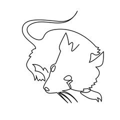 Continuous one line drawing rat, Chinese Zodiac Sign Year of Rat, Happy Chinese New Year 2020
