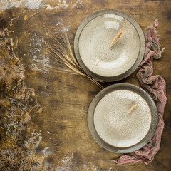 Food background. Empty plates