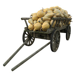 wooden cart with pumpkins