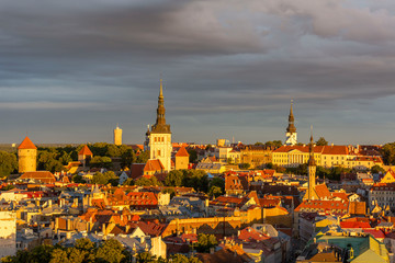 Naklejka premium View of well preserved Tallinn old town in the morning