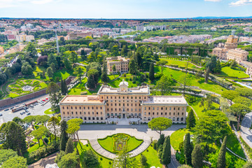 Aerial view of Palace of the Governorate in Vatican Gardens, Vatican City - obrazy, fototapety, plakaty