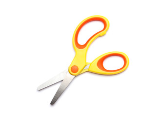 yellow scissors isolated on a white background