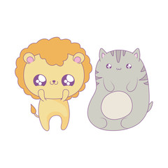 cute lion with cat baby animals kawaii style