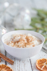 Closeup of a rice pudding