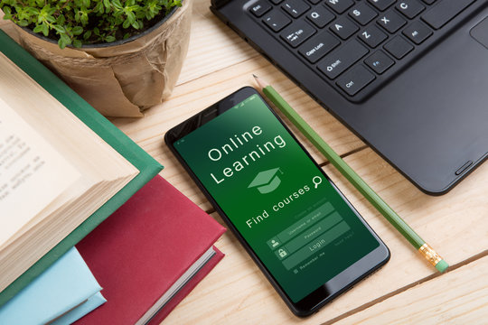 E - learning concept, online education login or registration screen design