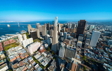 Downtown San Francisco aerial view of skyscrapers