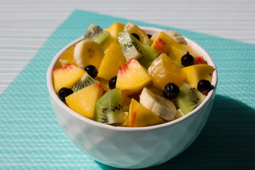 Tasty and healthy breakfast. Fruit salad.