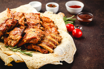 Roasted barbecue pork ribs