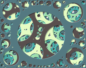Abstract Generative Art color distributed circles holes background illustration