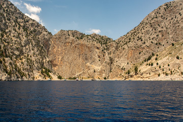 Boat trip along the shore of the island of Symi
