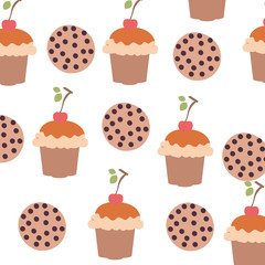pattern of delicious bakery cakes and cookies