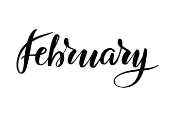 Inspirational handwritten brush lettering February
