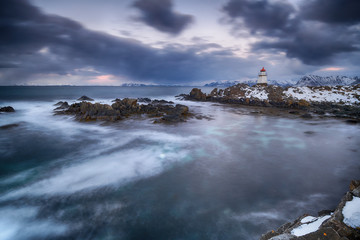 Obraz premium Landscape of Norway lofotens during winter