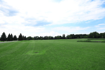 Beautiful view of golf course with green grass