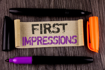 Conceptual hand writing showing First Impressions. Business photo text Encounter presentation...