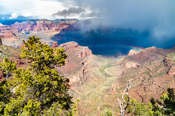 Rainbow above the Grand Canyon in Arizona, USA