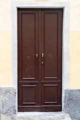 traditional wooden  house door, Como Italy