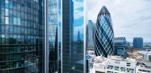 Foto op Canvas De skyline van Londen, kantoorgebouwen in de financiële zakenwijk van de stad © Jeanette Teare